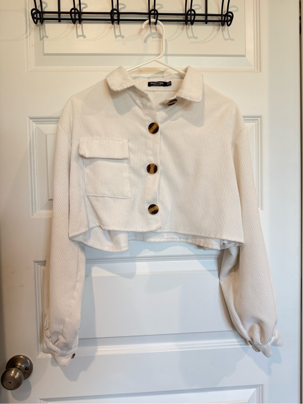 NASTY GAL Cropped Corduroy Button-Front Jacket
